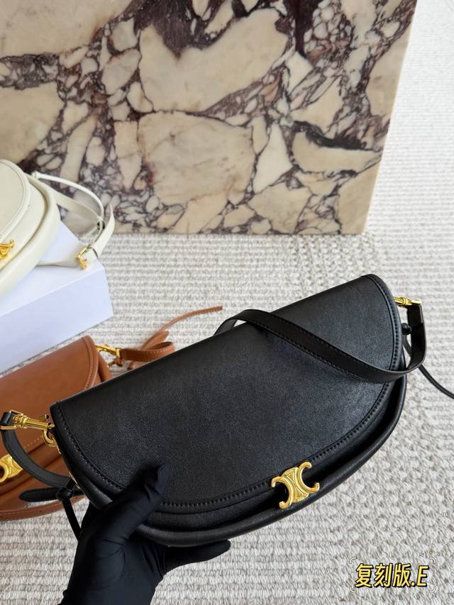Celine Small Half-Moon Bag This Celine small half-moon bag, made of black lambsk