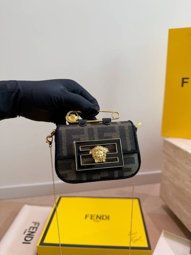 Versace x Fendi monogram coin purse, 10cm. Can be used as a bag charm or crossbo