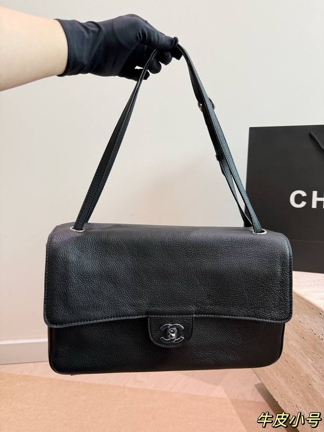 Small size Chanel 26S Maxi Flap Bag (Top Layer Leather) - Made of black and silv