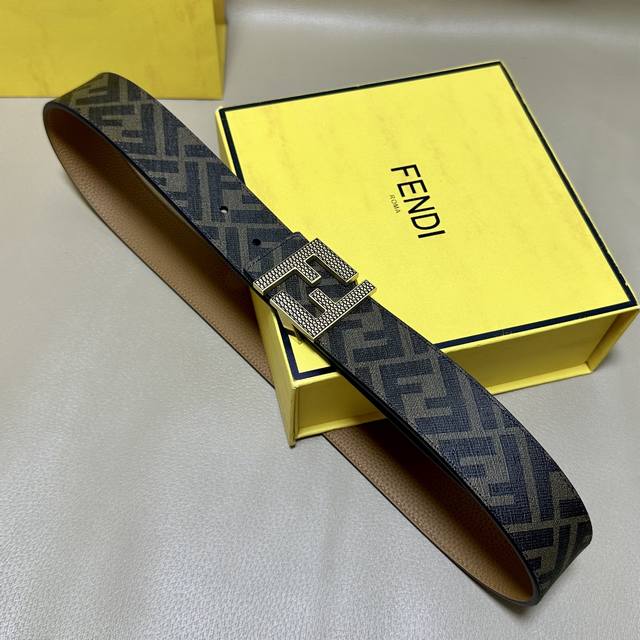 190 Image Packaging +10 Fendi Boutique Same Style Width 4.0Cm Double Ring Revers