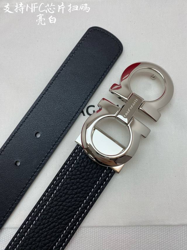 Ferragamo F3.5Cm high-end custom men's leather belt, double-sided imported cowhi