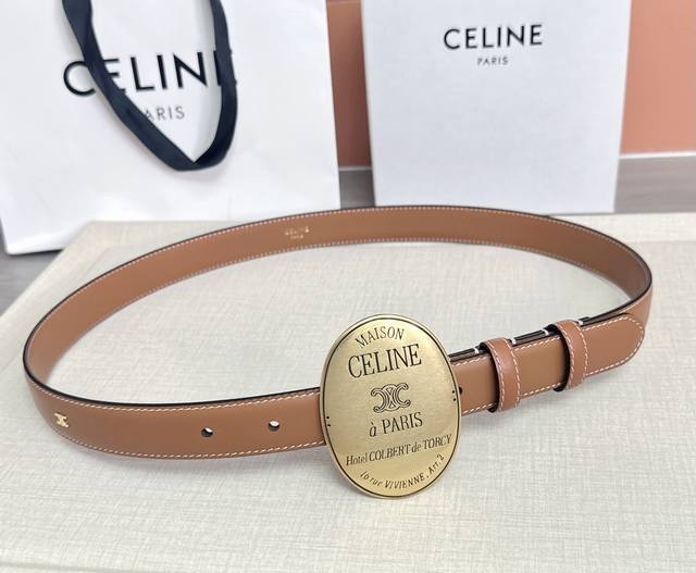 2020 New 2.5cm Celine oversized belt, top layer cowhide, length: 75, 80, 85, 90,