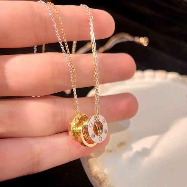 Exquisite Cartier necklace, the latest Cartier three-ring double chain necklace, Exquisite Cartier necklace, the latest Cartier three-ring double chain necklace,
