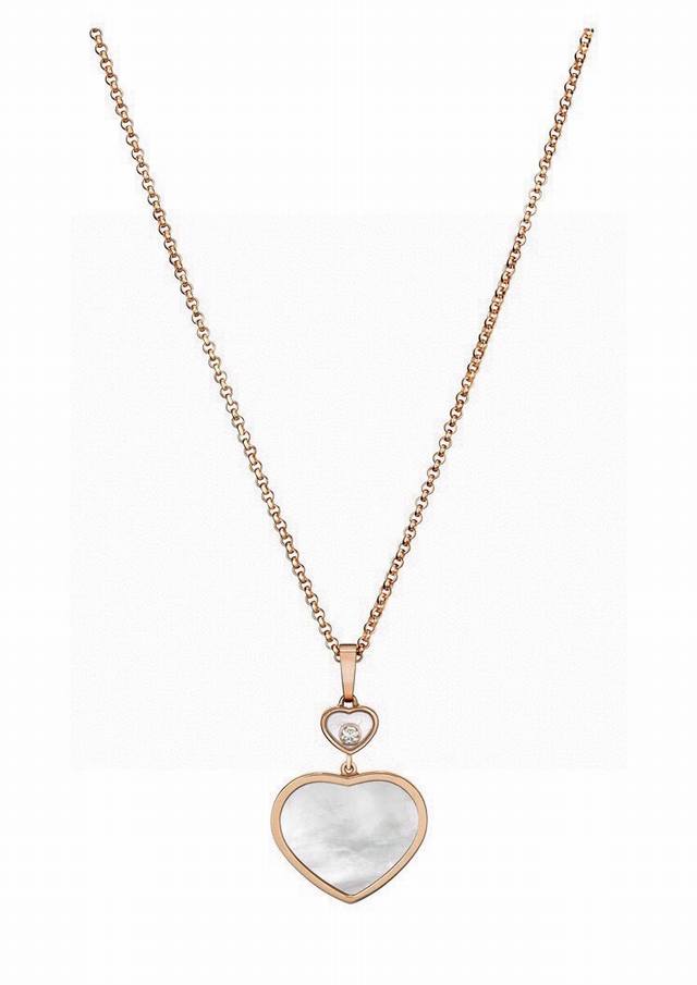 Chopard necklace, pearl, white mother-of-pearl, heart-shaped pendant, set with s