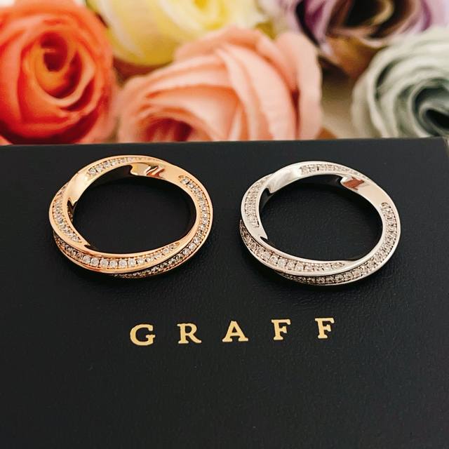 Gj001 Gj002 Size: 6, 7, 8 Graff's latest two-tone diamond-set rhombus M?bius rin