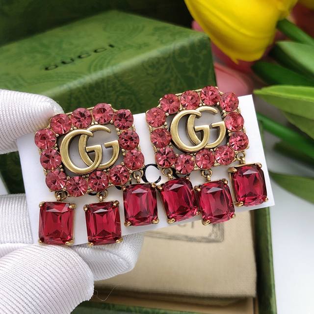 ID2993552Fff, Product Number Ged0059, Red Double G Stud Earrings, Brass Material