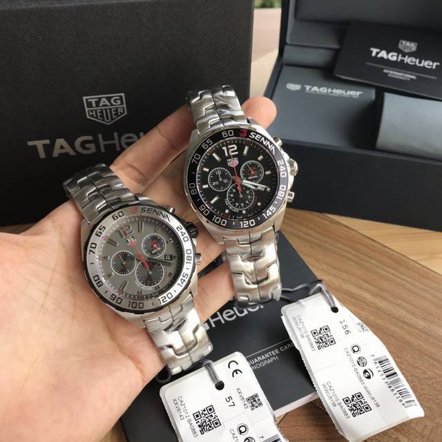 原盒:50 新款硬货，Original Tagheuer,泰格豪雅F1系列 塞纳纪念石英计时表，专柜1万+。 ~43Mm表径，蓝宝石镜面，超强夜光指针，原装机芯