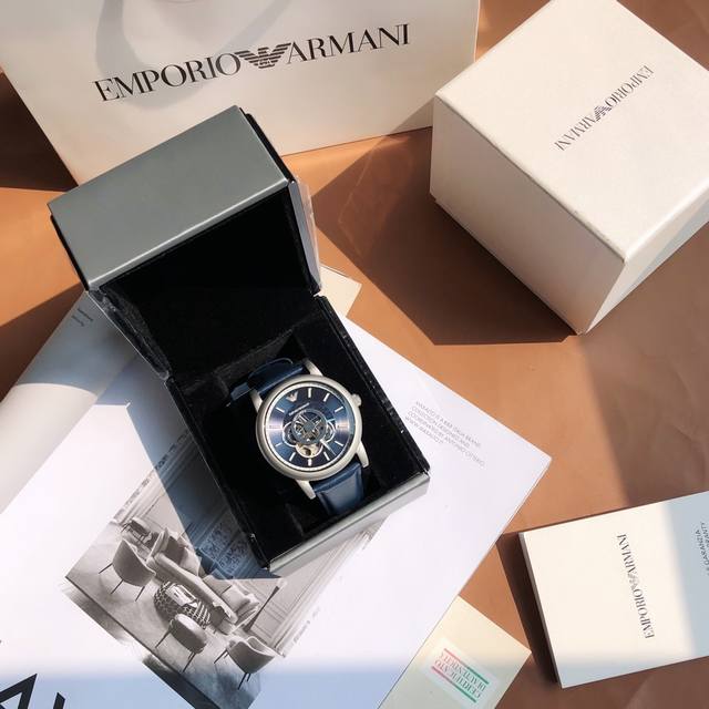 Genuine Armani Ar60011 automatic mechanical watch, with a skeletonized design on