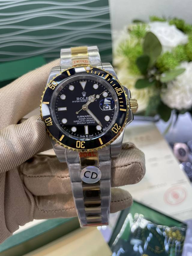 340独家实拍图 Rolex Submarine Automatic Mechanical Watch Mens Watch 劳力士 间金潜航者 黑水鬼 全自动