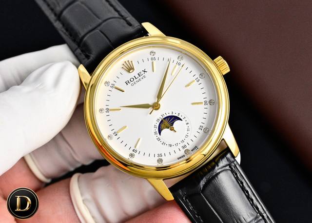1560 Rolex 新款推荐 大厂品质，市场新款劳力士切利尼月相系列.男士腕表 简单不失大气 搭载精准瑞士Eta2824-2机芯 6字位真日历与24小时日月星