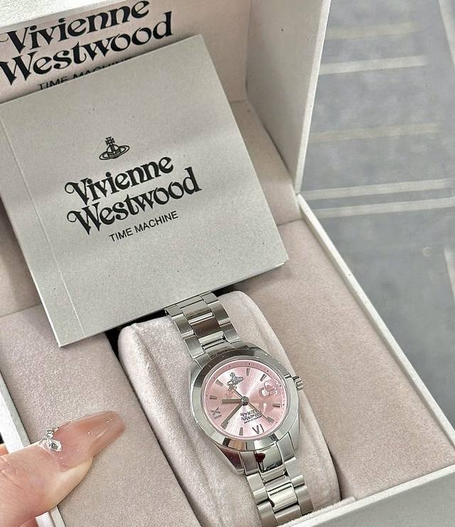 360Vivienne Westwood 腕表 石英机芯 精钢表带 28Mm 粉色表盘 女表 薇薇安 威斯特伍德 西太后