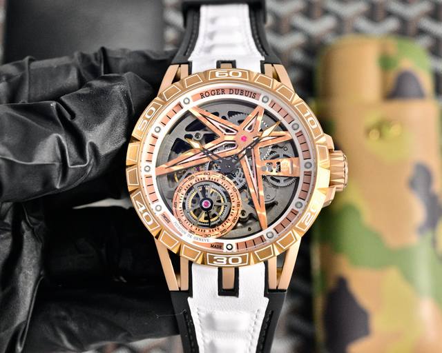 White Case 910 Rose Black 720 Roger Dubuis Excalibur Regal Series Automatic Move
