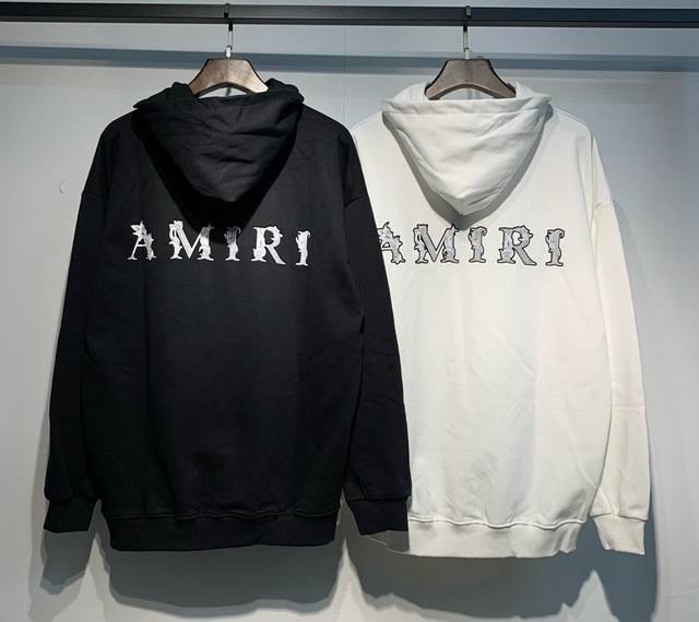 880 P130 High-quality 360g pure cotton terry cloth Amiri sweatshirt, black, hang