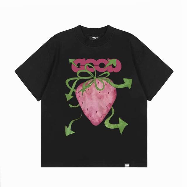 W25 Goodbrand Punk Strawberry Hand-Painted Strawberry Print Short-Sleeve T-Shirt W25 Goodbrand Punk Strawberry Hand-Painted Strawberry Print Short-Sleeve T-Shirt