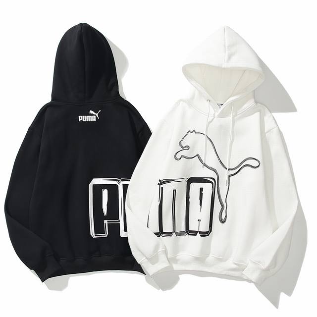 5008# Puma Fleece Sweatshirt Black and White M-Xxl P90