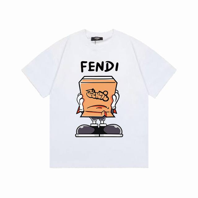 P90 款号:F077 Fendi 芬迪 25Ss 大师亲手设计潮牌新品印花圆领短袖T恤 春夏最新砖柜同步 Os落肩版型 - 260G双纱纯棉顶级面料 手感柔软