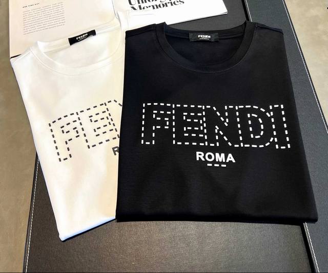 P90 款号:F076 Fendi 芬迪 25Ss 大师亲手设计潮牌新品印花圆领短袖T恤 春夏最新砖柜同步 Os落肩版型 - 260G双纱纯棉顶级面料 手感柔软