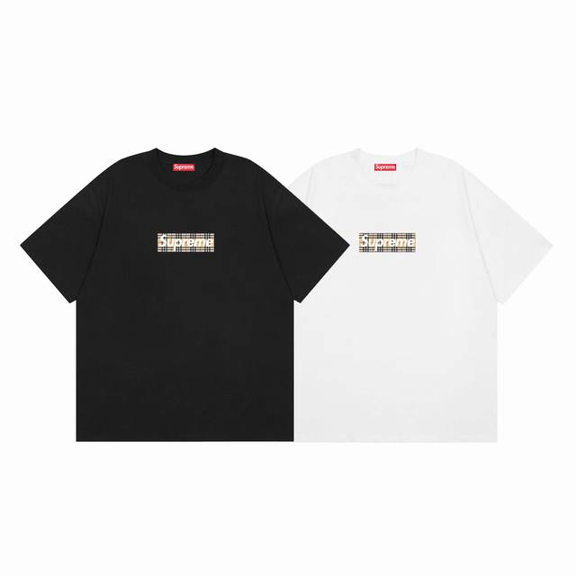Supreme Plaid Burberry Collaboration Short-Sleeve T-Shirt Colors: White, Black S