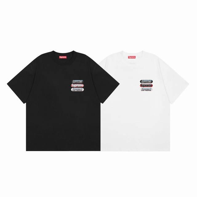 Supreme Skateboard Logo American Summer Teen Short-Sleeve T-Shirt Colors: White,