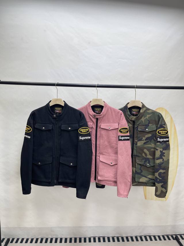 460Supreme × Vanson Leathers X Cordura 联名款 Ss26 Week3 Jacket 刺绣防水拉链夹克 男女同款 颜色：黑色