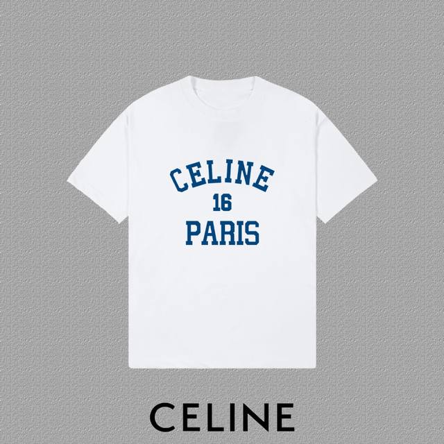 P90 [Celine] 2026Fw Short-Sleeve T-Shirt with Letter Logo Print, High-End 26S Do