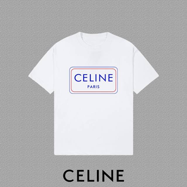 P90 [Celine] 2026Fw Short-Sleeve T-Shirt with Flocked Logo Print, High-End 26S D