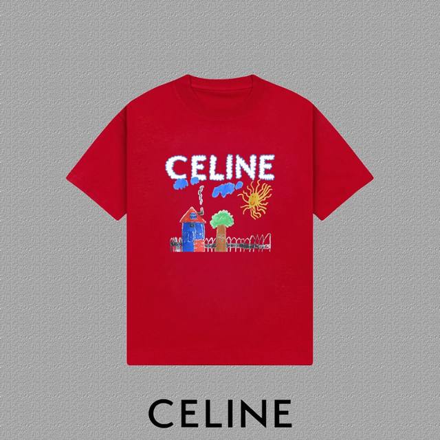 P90 [Celine] 2026Fw Short-Sleeve T-Shirt with Letter Logo Print, High-End 26S Do