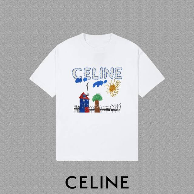 P90 [Celine] 2026Fw Short-Sleeve T-Shirt with Letter Logo Print, High-End 26S Do