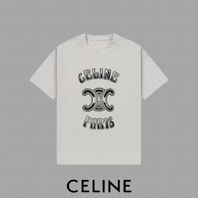P90 [Celine] 2026Fw Short-Sleeve T-Shirt with Letter Logo Print, High-End 26S Do