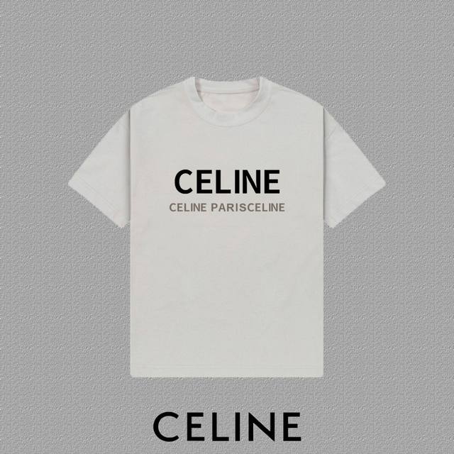 P90 [Celine] 2025Fw Short-Sleeve T-Shirt with Letter Logo Print, High-End 26S Do