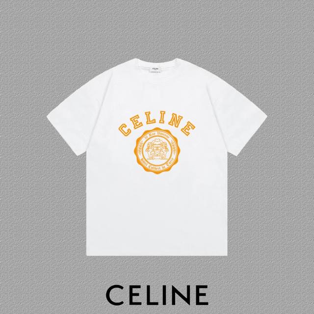 P90 [Celine] 2025Fw Short-Sleeve T-Shirt with Letter Logo Print, High-End 26S Do