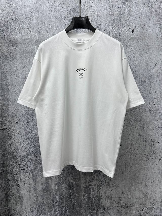 P90 Celine Logo Print Couple Short-Sleeve T-Shirt Made of high-cost 280g double-