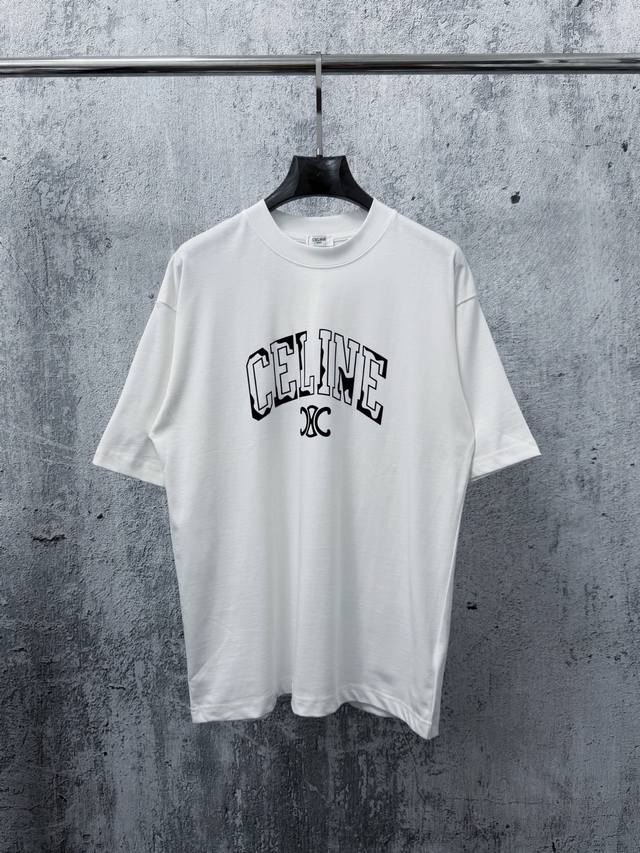 P90 Celine Logo Couple Short-Sleeve T-Shirt Made of high-cost 280g double-ply do