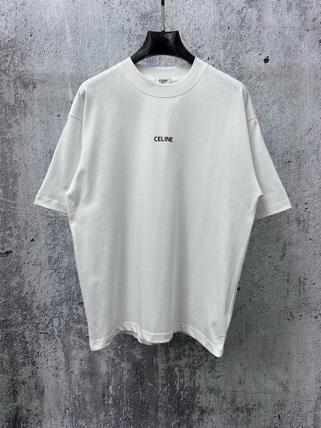 P90 Celine Logo Film Couple Short-Sleeve T-Shirt Made of high-cost 280g double-p