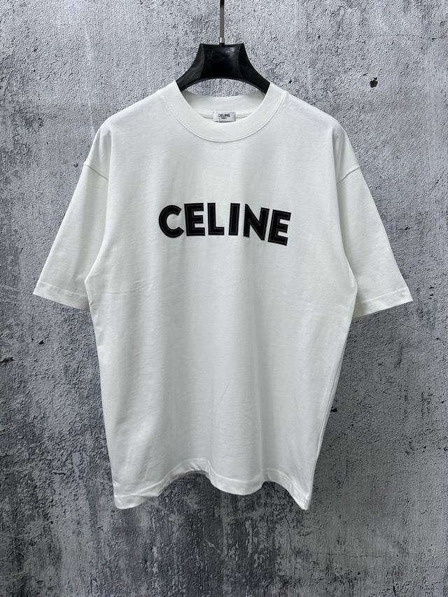 P90 Celine logo dotted foam short-sleeved T-shirt for couples. Made with high-co