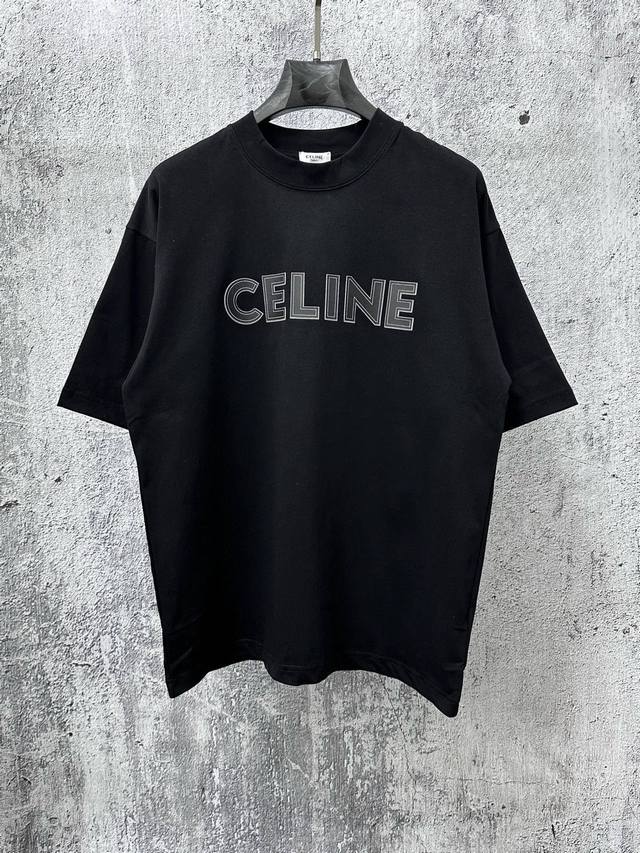 P90 Celine logo dotted line couple short-sleeved T-shirt Made of high-cost 280g
