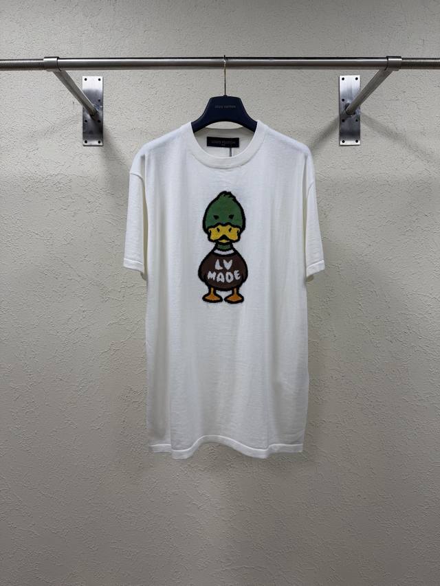 P240 Louis Vuitton X Nigo2 联名款 Lv2 直筒圆领Logo印花图案套头短袖 T恤 男款 白色 尺码：S M L