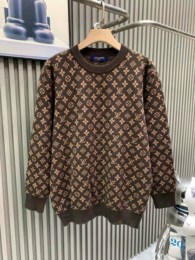 210 Louis Vuitton Autumn 2025 New Arrival Louis Vuitton Logo Intarsia Crew Neck