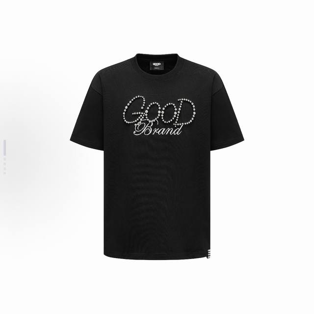 款号：G16 P90 Goodbrand 纯色珍珠Logo轻奢时尚高级感短袖T恤 男女同款 颜色：白色 黑色 码数：S M L Xl