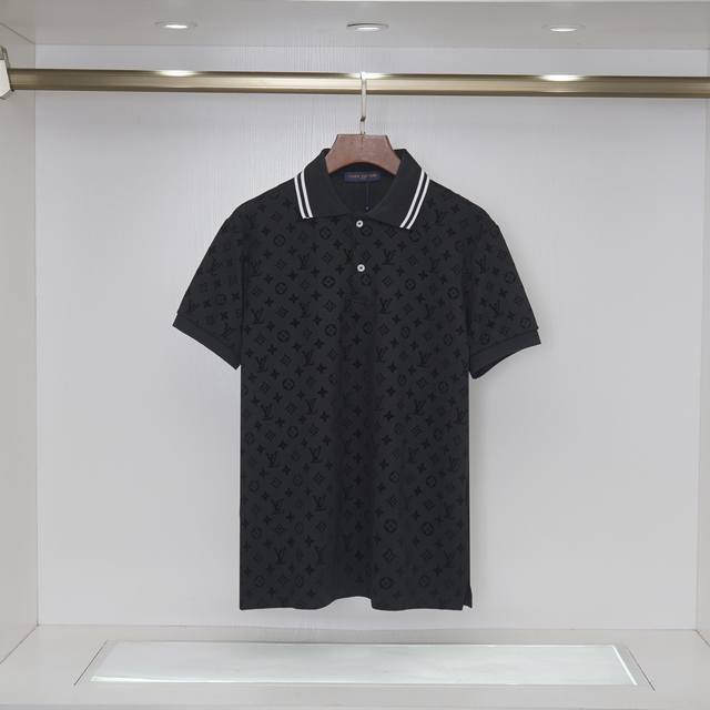 6012# Lv 路易 25Ss新款 植绒工艺Logo 珠地面料 颜色:黑色，码数M一3Xl，P90