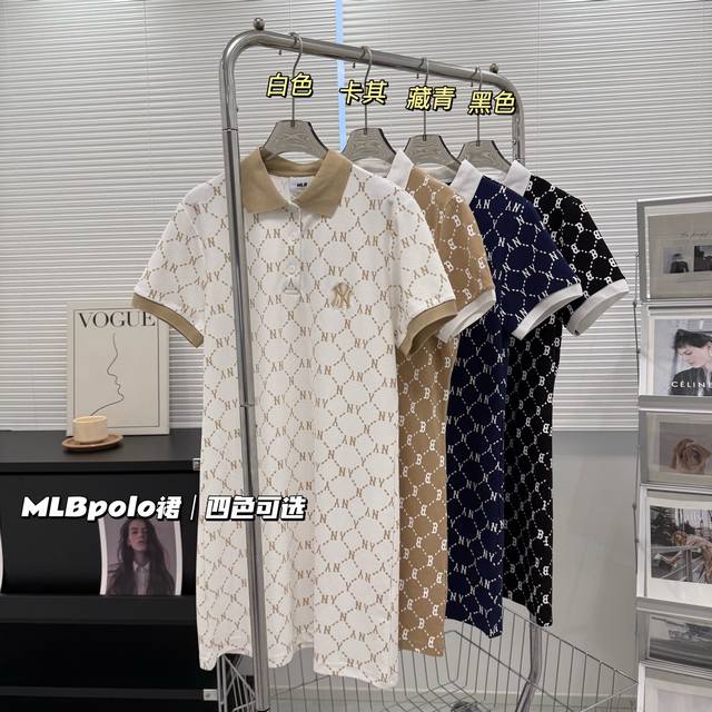 P90 Korean Mlb monogram full-label Ny embroidered lapel dress Polo skirt A-line P90 Korean Mlb monogram full-label Ny embroidered lapel dress Polo skirt A-line
