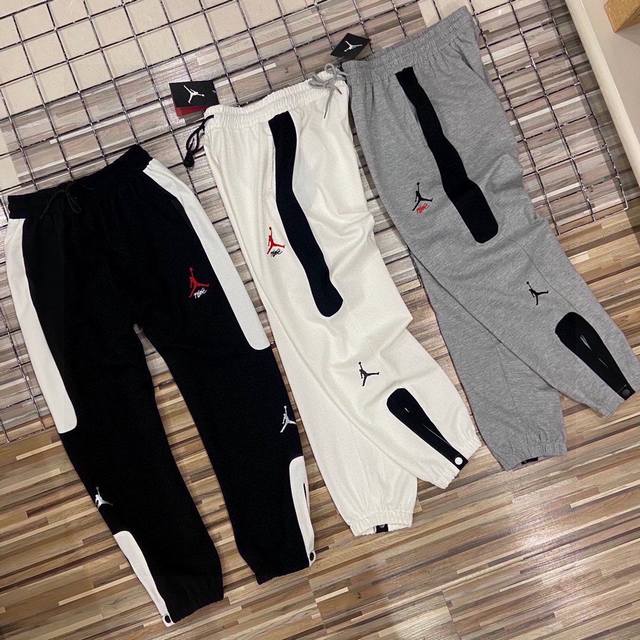 P110 3-color Jordan Embroidered Red Label Loose Fit Ankle-Button Sweatpants, fit