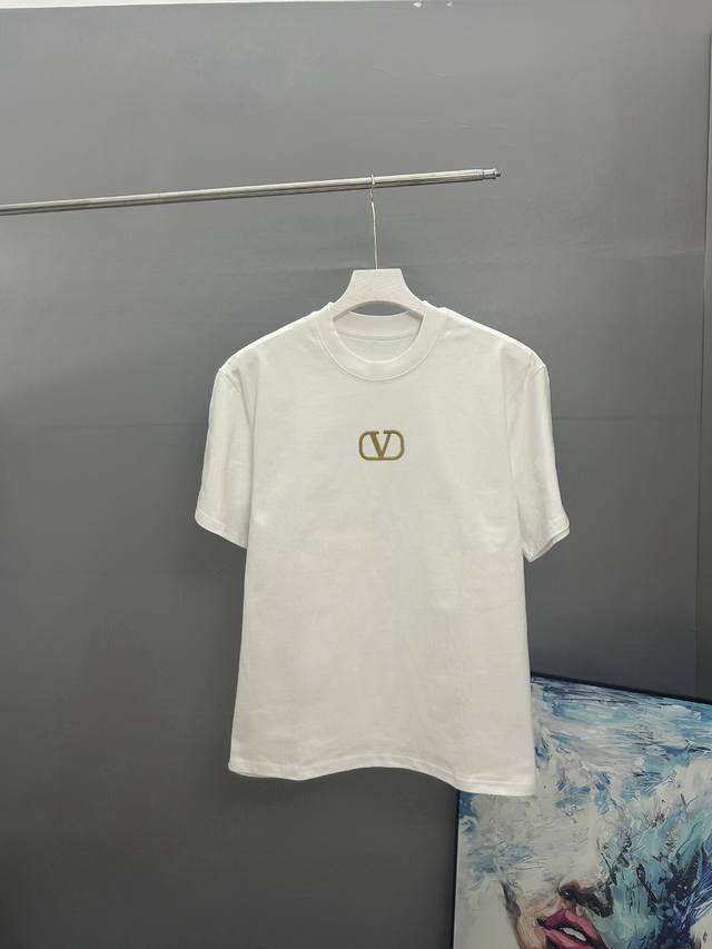 P70 Valentno embroidered 2025 Spring/Summer classic crew neck short-sleeved T-sh