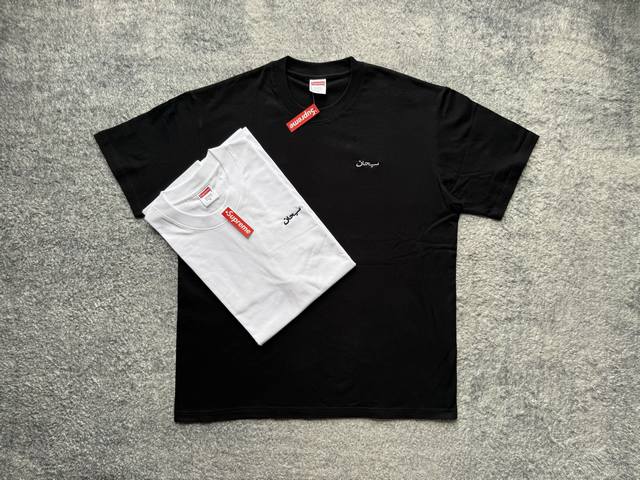 Su228#P50 Supreme Fw25 Week16 Washed SS Top Embroidered Logo Short-Sleeve T-Shir