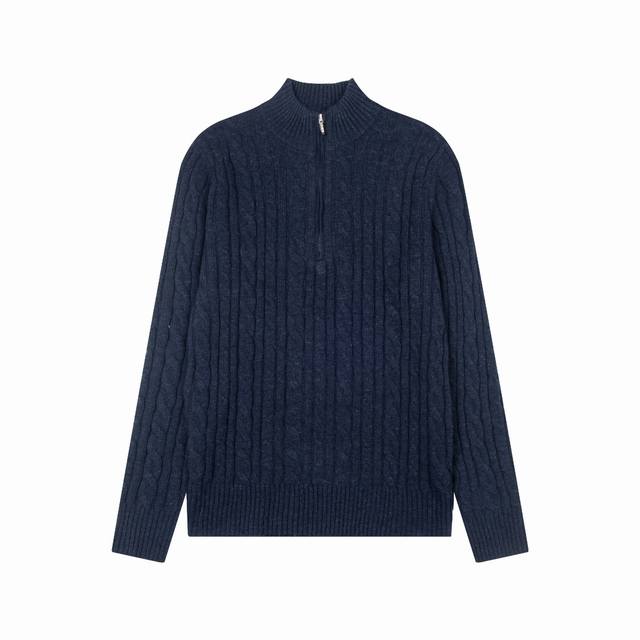 210#L06 Loro Piana Autumn/Winter New Men's Cashmere Cable Knit Half-Zip Pullover