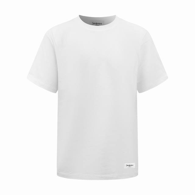 P120 Saint Laurent Logo Patchwork Short-Sleeve T-Shirt Custom combed cotton, tig