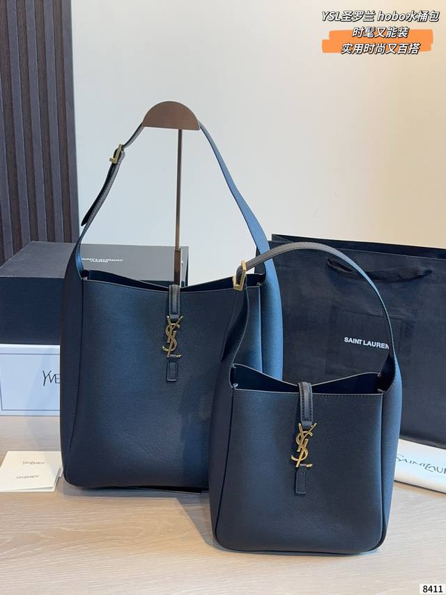 P400P370配礼盒 圣罗兰Ysl 水桶包 质感很高级 容量超级大也很耐用 日常出街背它回头率百分百 就是这种随性慵懒感尺寸：大28*11*28Cm小21*9