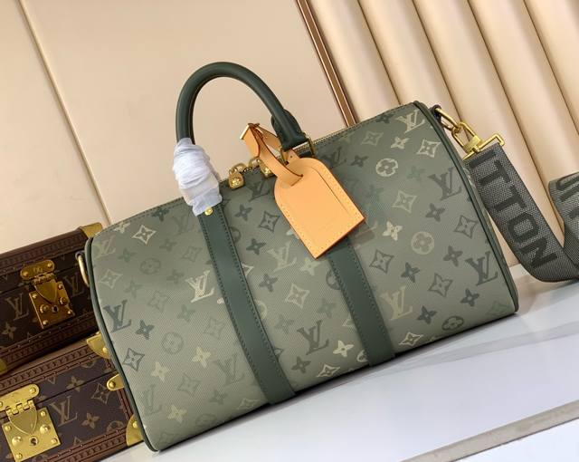 P1110 配免税全套包装 认准图片细节：顶级原单台湾货 M27054军绿色 35Cm旅行袋 本款 Keepall BandoulièRe 35 手袋借 Mon