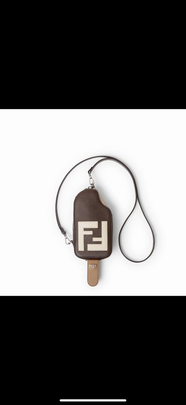 550, Brown Roman Calfskin Handbag. This ice cream-shaped handbag is made of dark