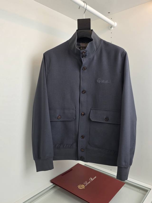 Xx P460 Lo*Ro Pi*NaU 2026 Spring Stand Collar Old Money Style Linen Jacket, high